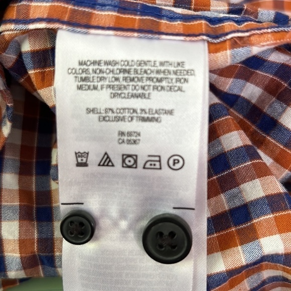 COLUMBIA Men’s Blue/Rust/White Plaid Fishing/Hiking Button-Down Shirt, XXL, GUC. - Picture 7 of 7